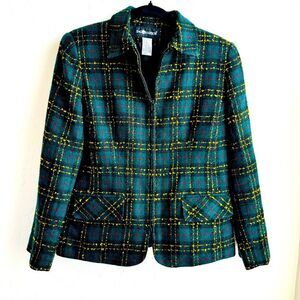 Sag Harbor Vintage 90s Y2K Green Textured Plaid Blazer Size 8